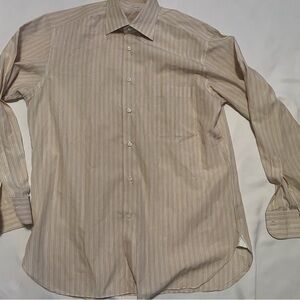 Ermenegildo Zegna Beige Striped Dress Shirt